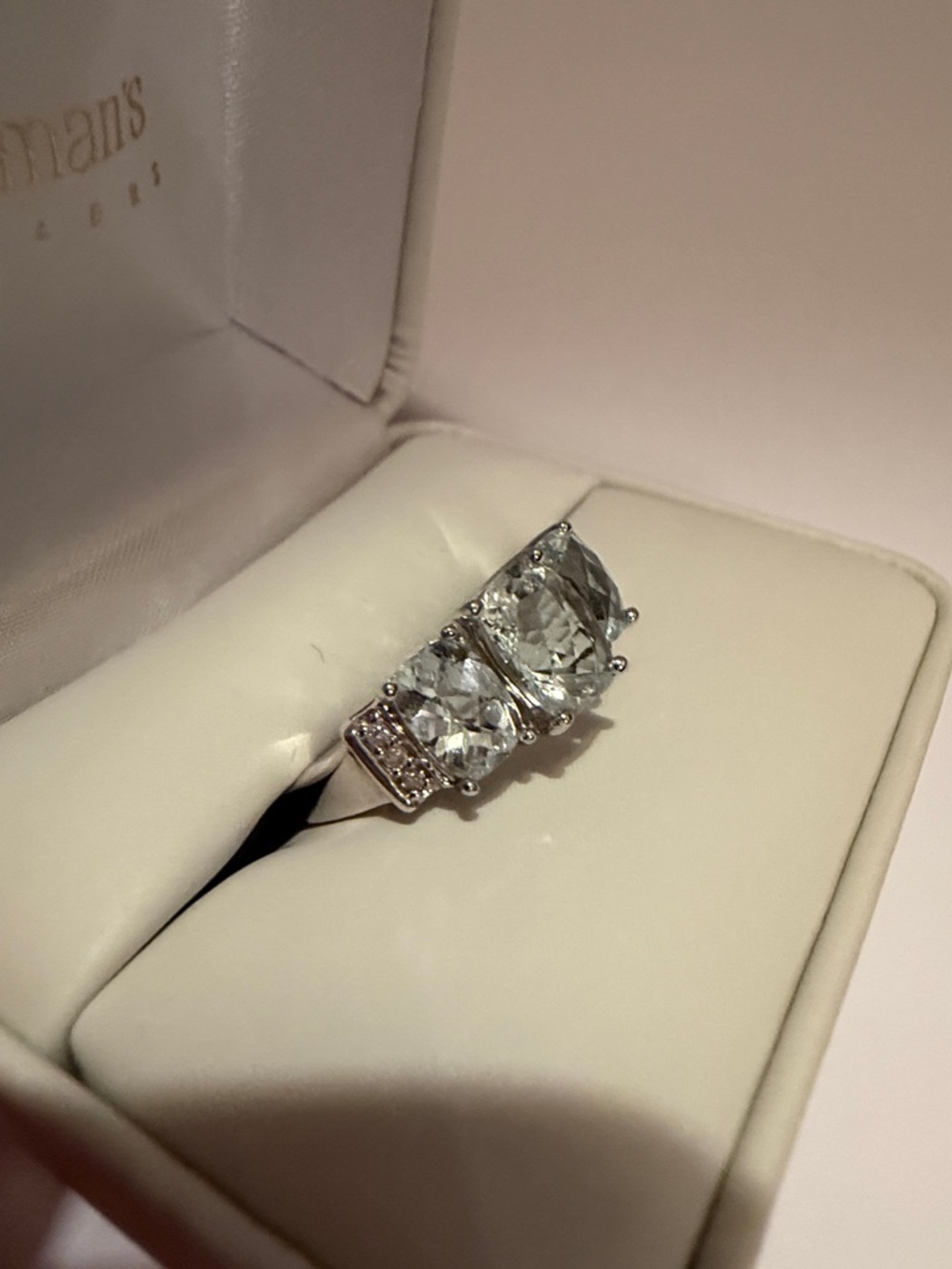 NWOT Aquamarine Jewelry Set- 10k White Gold/ bracelet and ring - Picture 11 of 14
